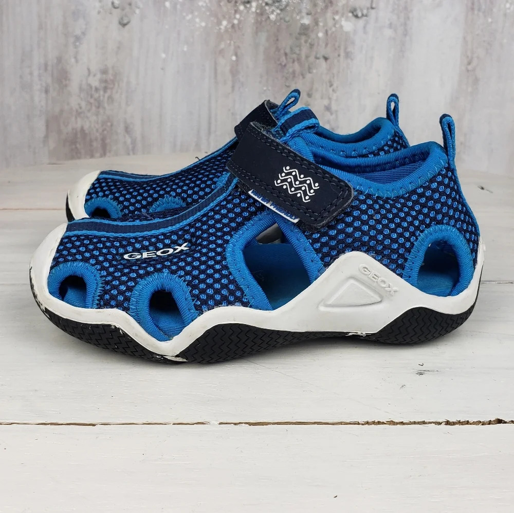 Geox Blue and Navy Kids' Mesh Sandal Sneakers